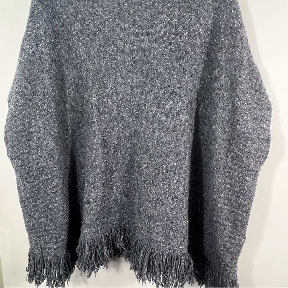 Joie Wool Blend Gray Tweed Cowl Neck Tunic Sweater Poncho Sz M/L - Picture 10 of 11